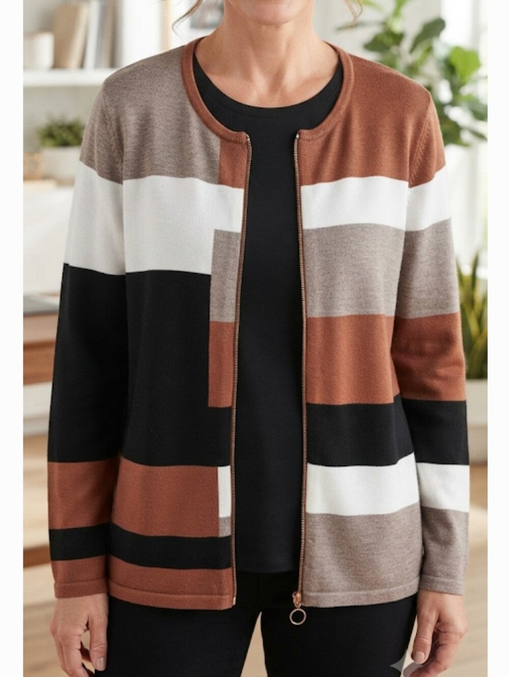 CAROL ROSE Petites Follage Zip Blazer/ Vest PXL